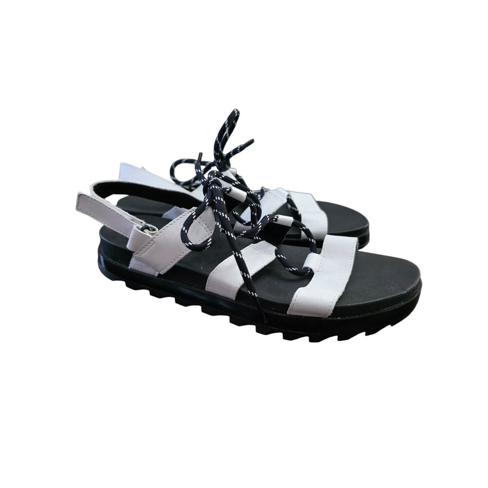 Sorel Roaming Lace White Black Sandals Size 12